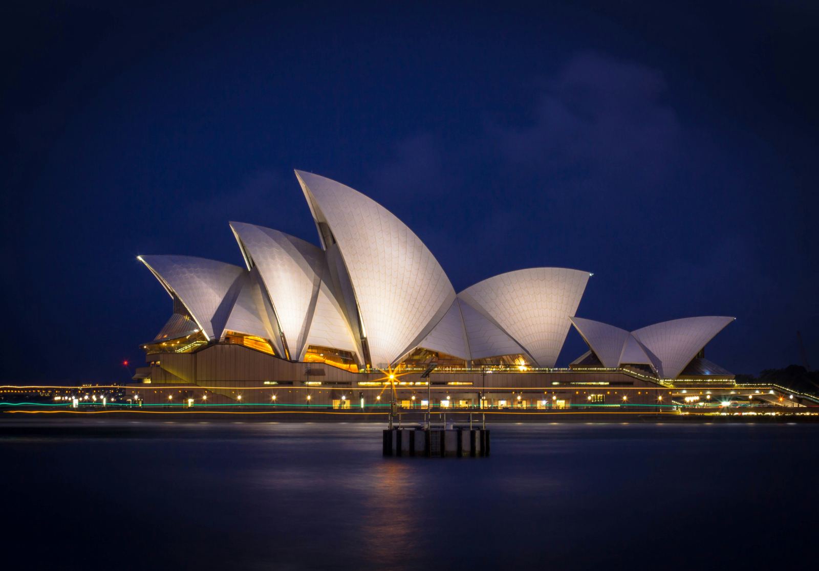 Sydney Opera House illuminated at night