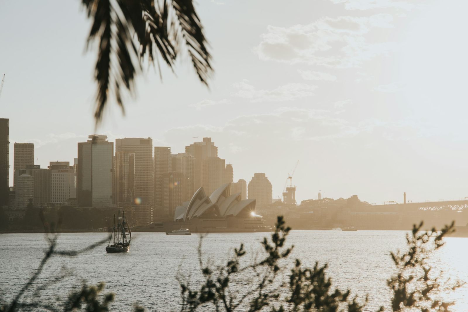 Sydney Opera House and city skyline viewed across the harbour in daytime