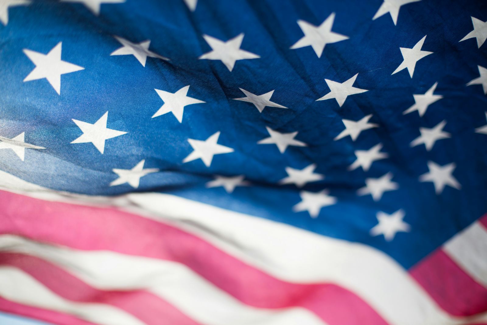 Close-up of the American flag with stars and stripes